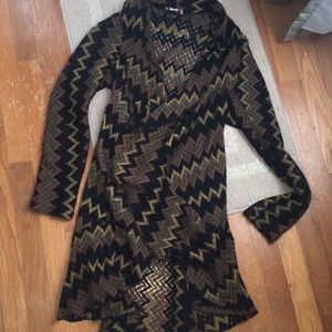 Long chevron patterned cardigan